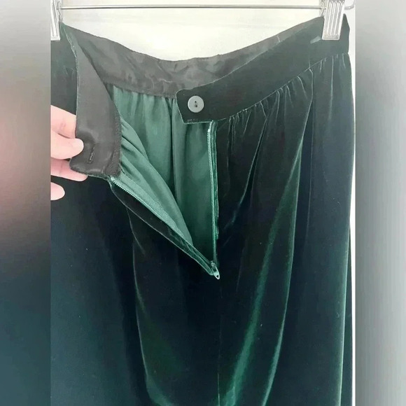 Gunne Sax by Jessica McClintock 80s Emerald Green Velvet Pencil Skirt Size Small - Picture 7 of 8